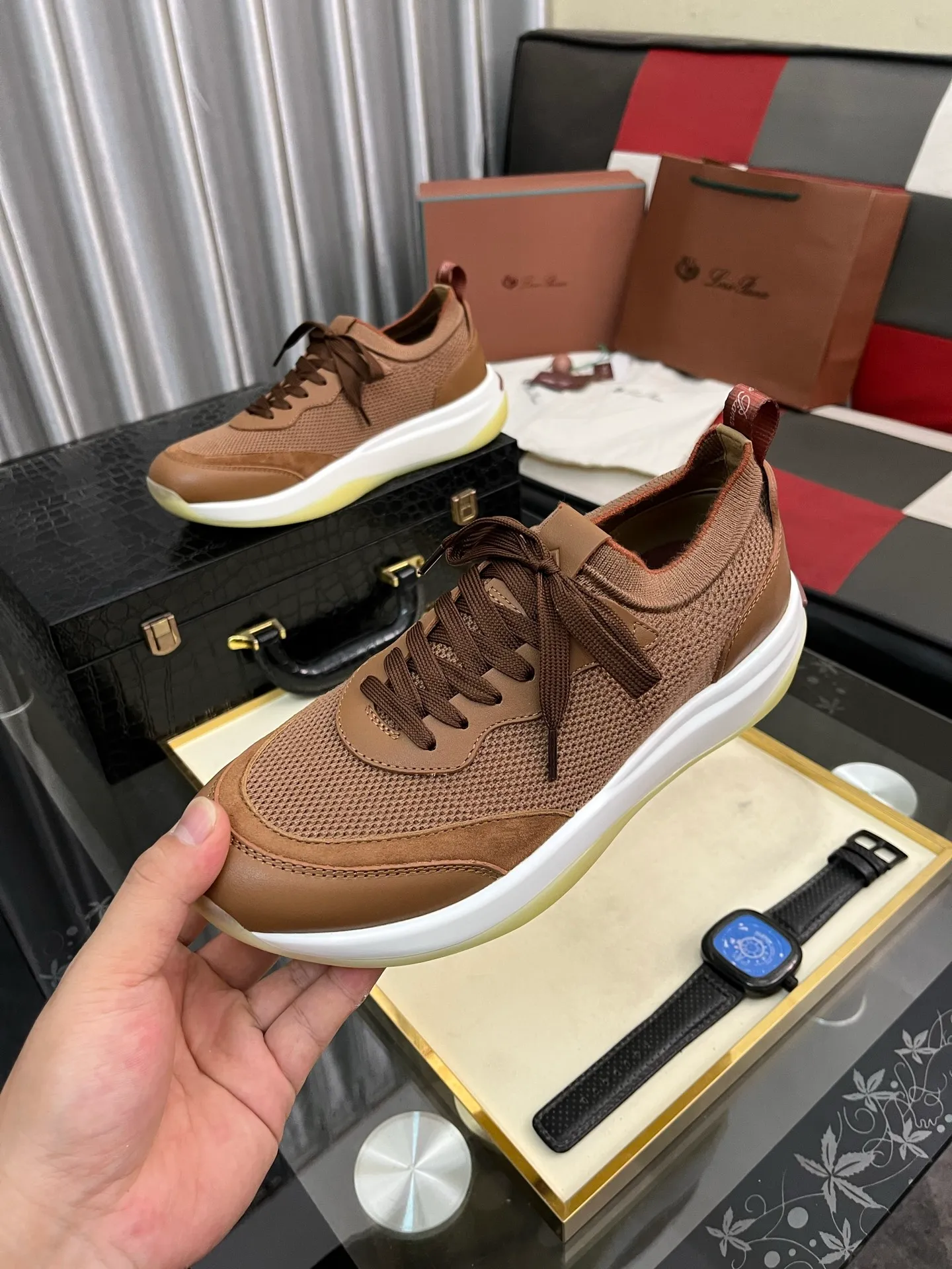Men's men's shoes💰620⌚️⌚️Loro Piana - Loro Piana LP classic casual shoes, men's lace-up casual shoes and sneakers, high-quality lightweight and comfortable fabrics, suitable for outdoor leisure, the color is young and energetic, the upper is imported deerskin from Italy, it is great with sportswear or casual suits! Code number: 38-446️⃣Colors available